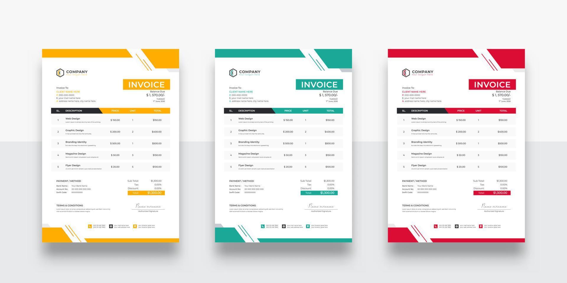 nettoyer et Facile affaires facture d'achat modèle. Créatif facture d'achat modèle papier feuille comprendre comptabilité, prix, impôt, et quantité. avec Couleur variation vecteur illustration de la finance