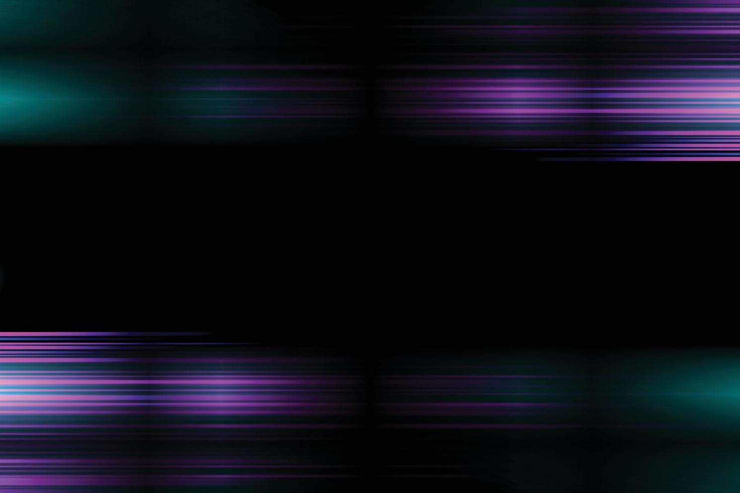 effet de lumière de couleur néon bleu abstrait horizontal sur fond noir. vecteur
