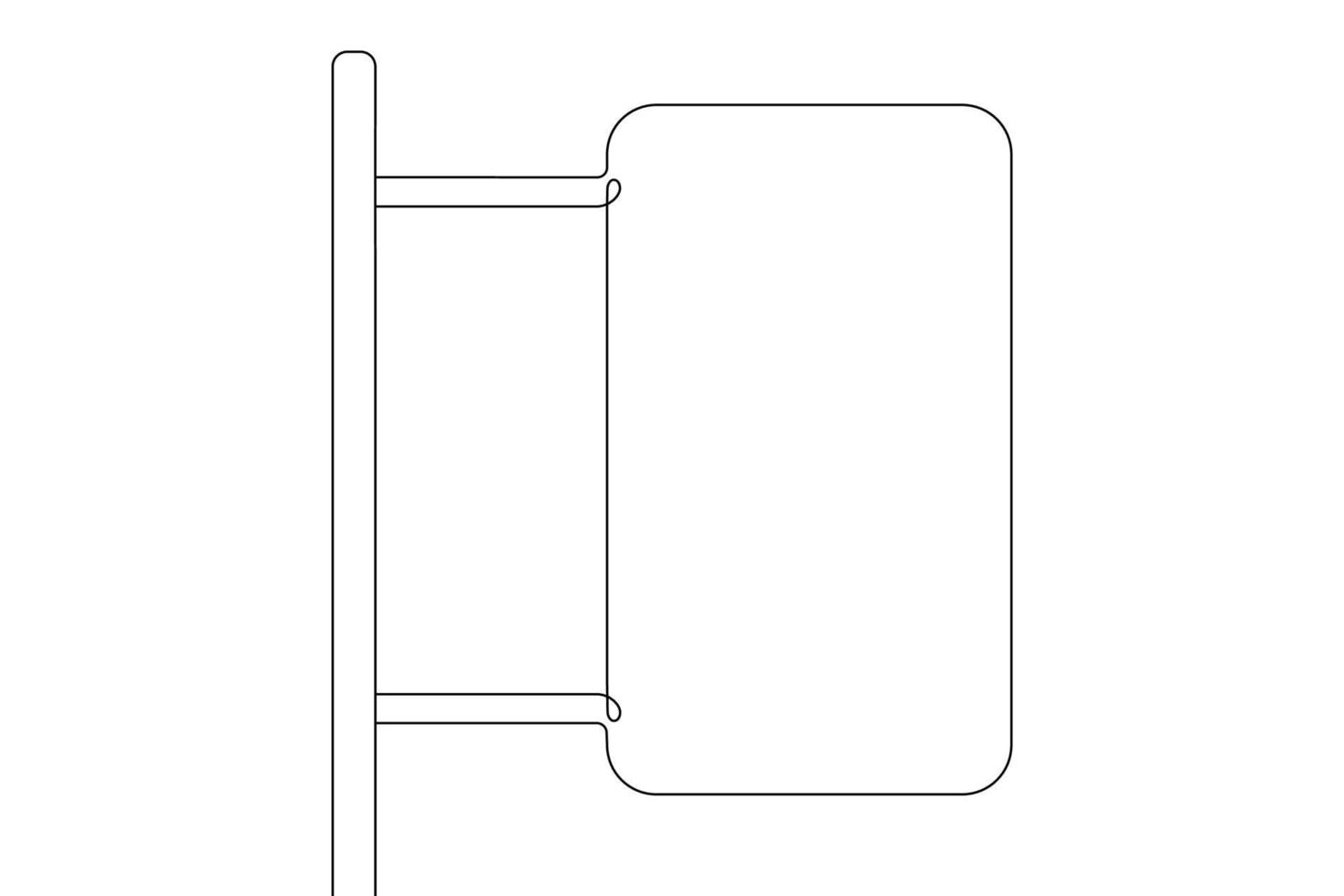 bannière vierge maquette sur bâton. pancarte de protestation, transparence publique avec support. dessin d'une seule ligne continue. illustration vectorielle. vecteur