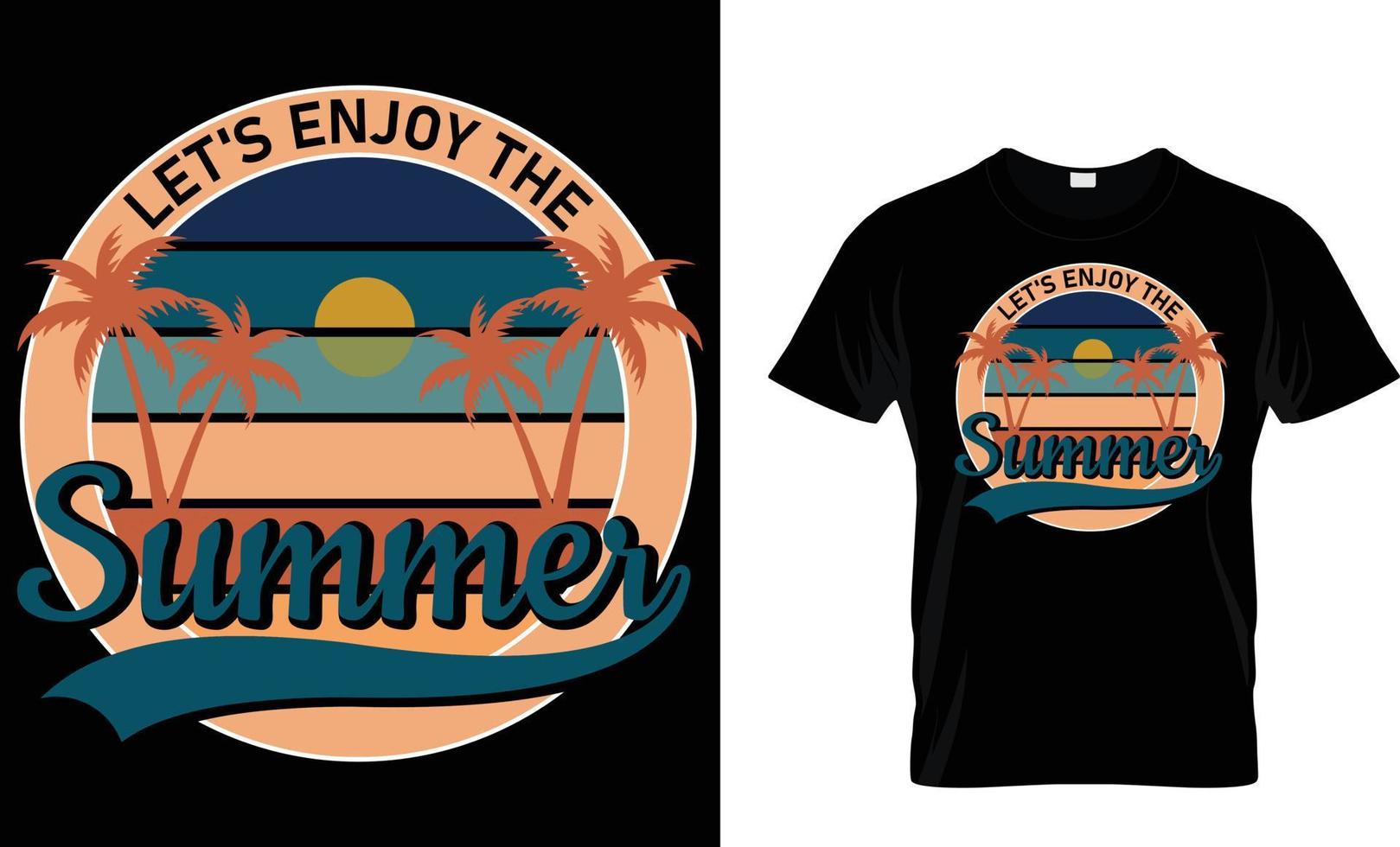 été, vacances, typographie, surfant T-shirt conception vecteur
