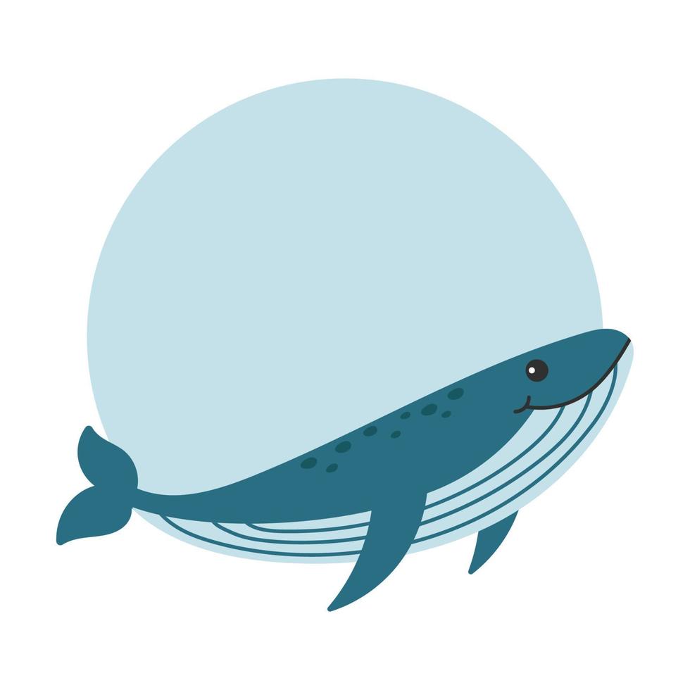 baleine avec rond Cadre. dessin animé vecteur illustration.