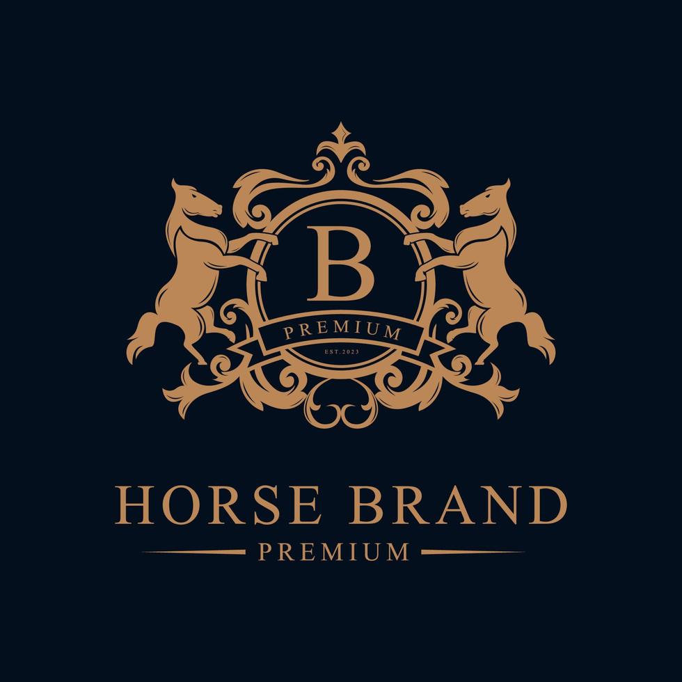 luxe d'or Royal cheval Roi logo conception inspiration vecteur illustration