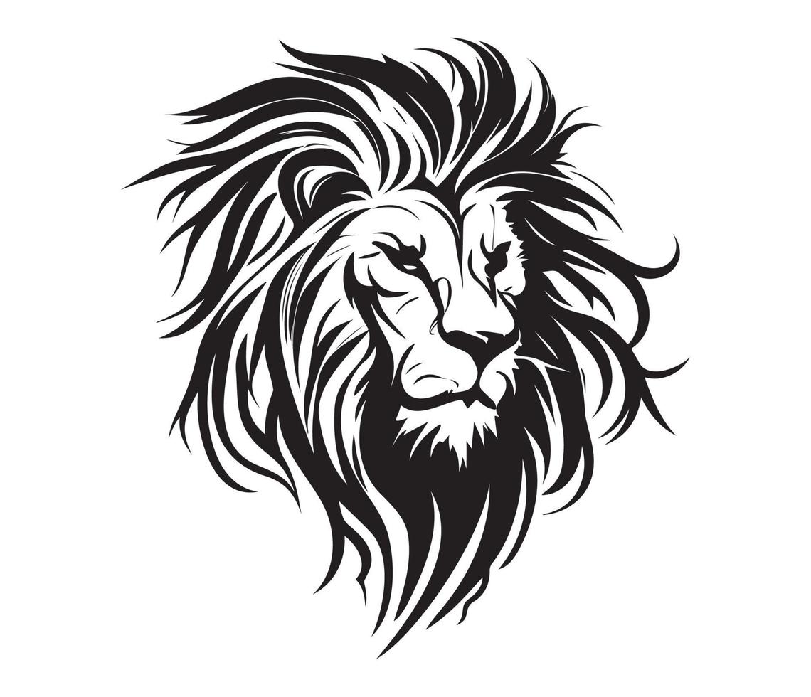 Lion affronter, silhouettes Lion visage , noir et blanc Lion vecteur