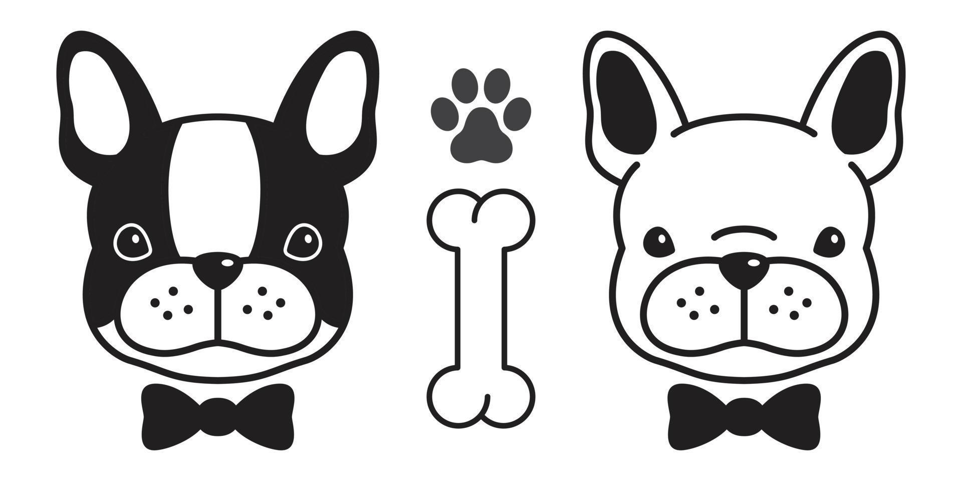 chien vecteur français bouledogue icône logo arc attacher OS patte personnage dessin animé illustration