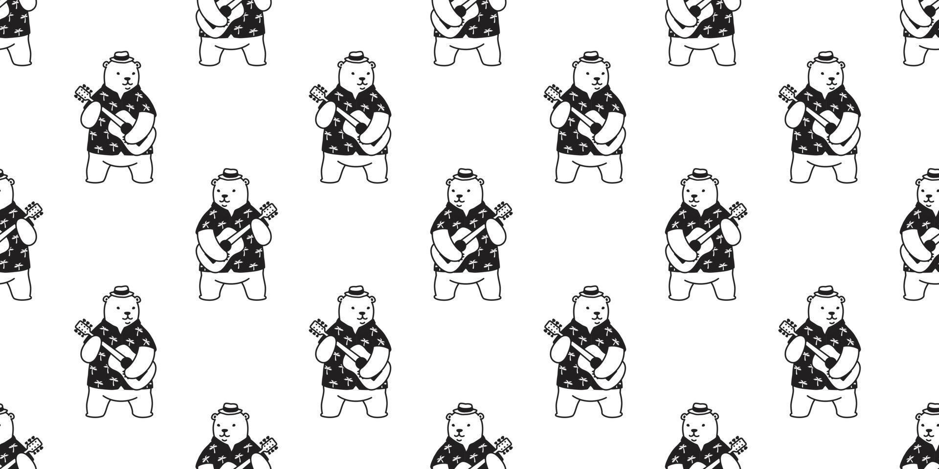 ours sans couture vecteur polaire ours modèle la musique guitare isolé fond d'écran Contexte dessin animé blanc