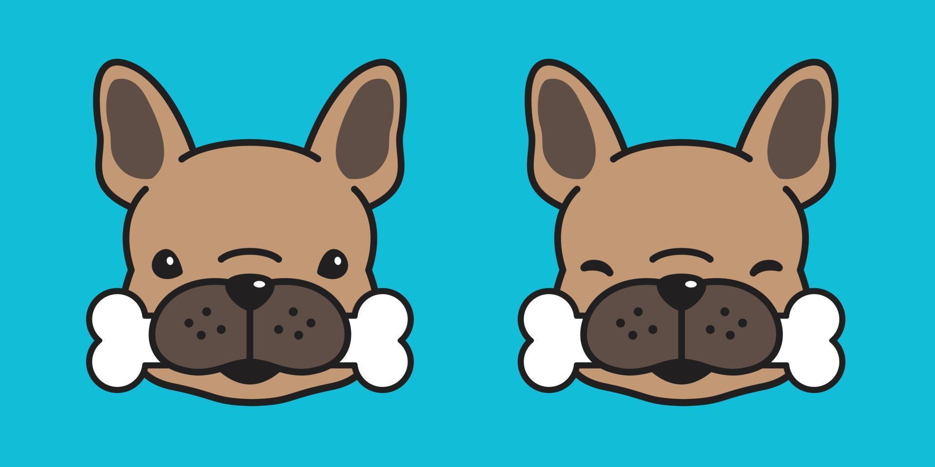 chien vecteur français bouledogue icône logo OS sourire personnage dessin animé illustration marron