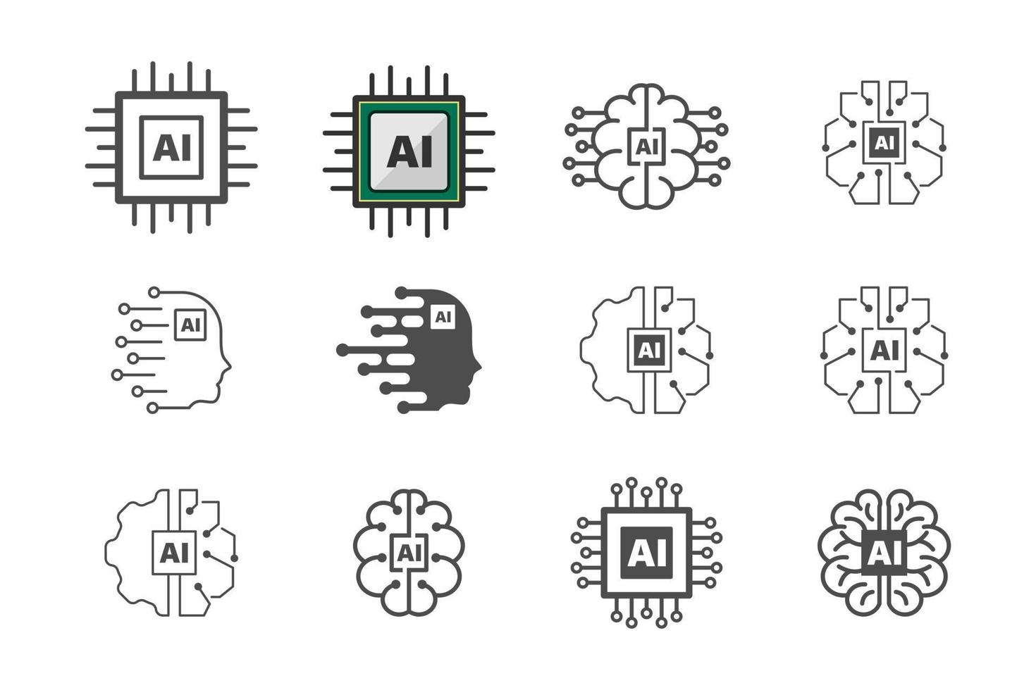 artificiel intelligence ai icône vecteur conception