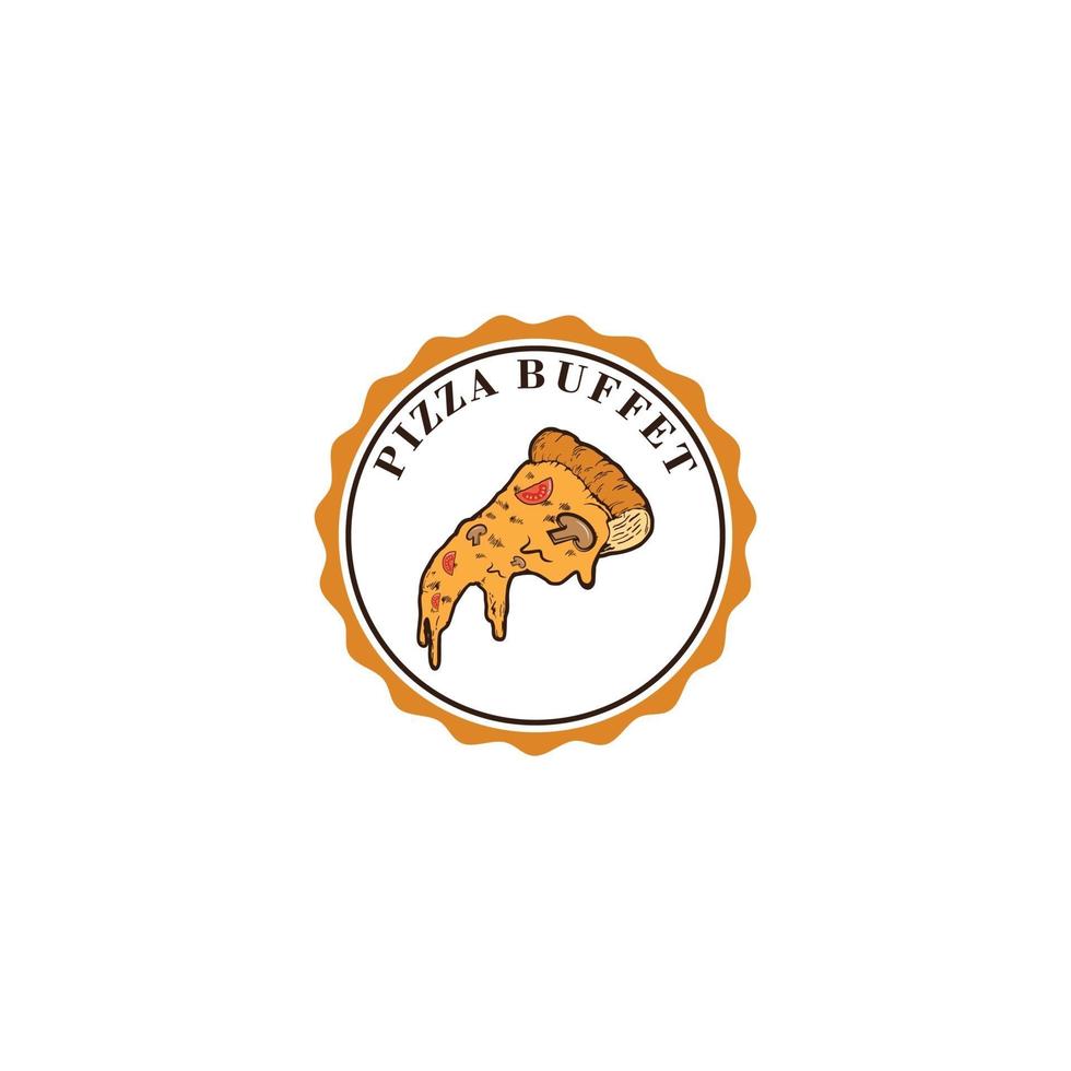 logo de modèle de restaurant de pizza avec fourchette et couteau. affiche de conception moderne. étiquette, insigne, affiche pour pizzeria, pizzeria, café, restaurant. illustration vectorielle. vecteur