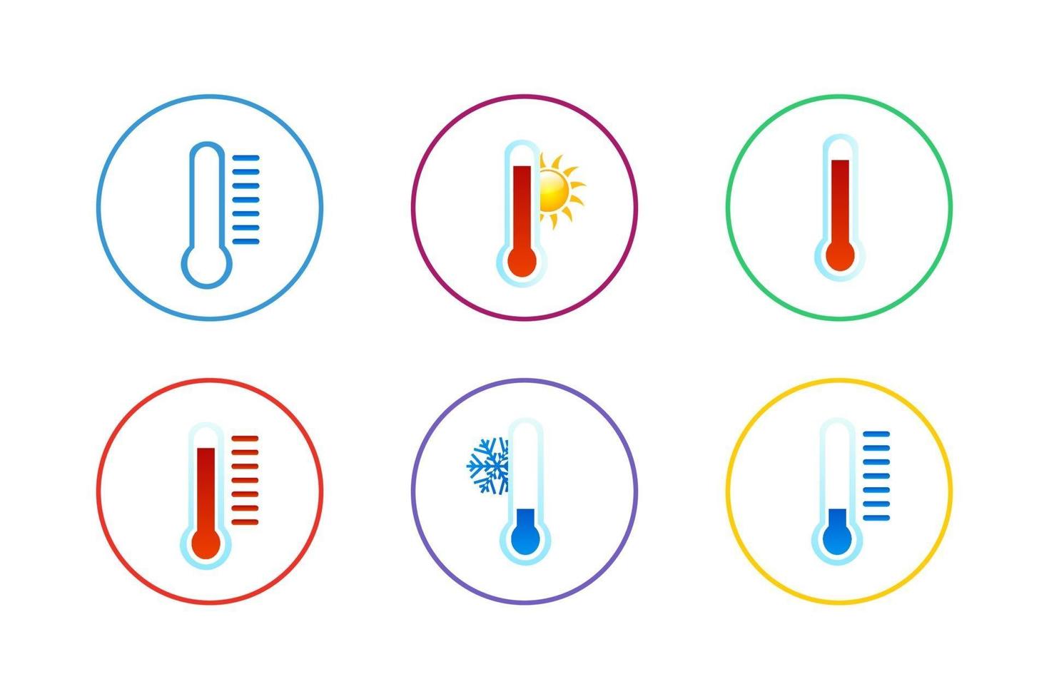 jeu d'icônes de thermomètre coloré vecteur