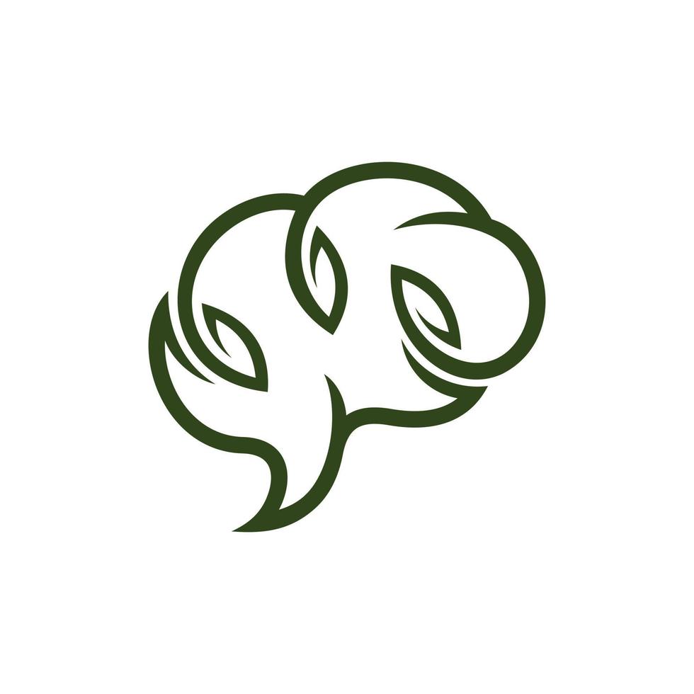 Humain cerveau vert feuille la nature Facile logo vecteur