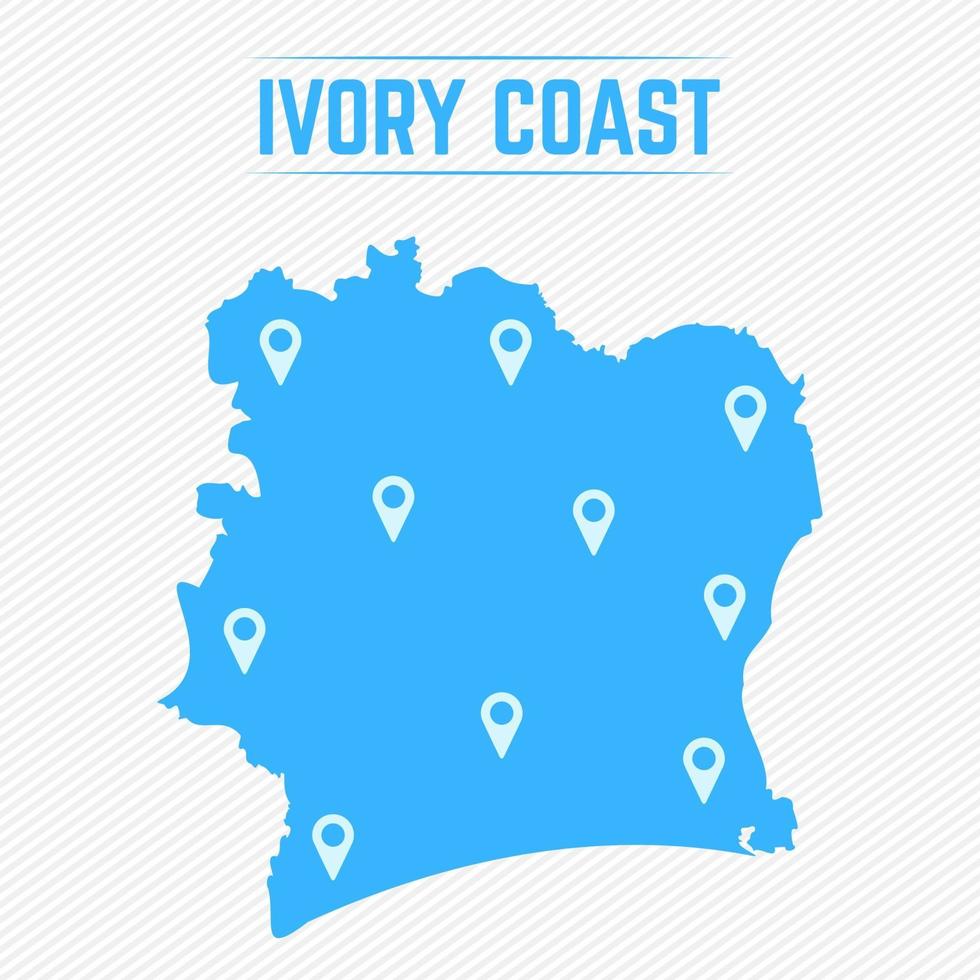 carte simple de la côte d'ivoire avec des icônes de la carte vecteur