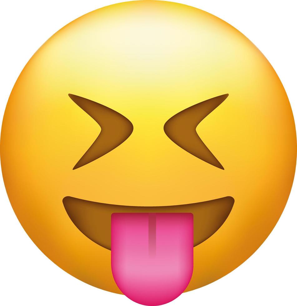 narguer émoji. plisser les yeux affronter, sourire avec langue en dehors et froissé yeux. vecteur