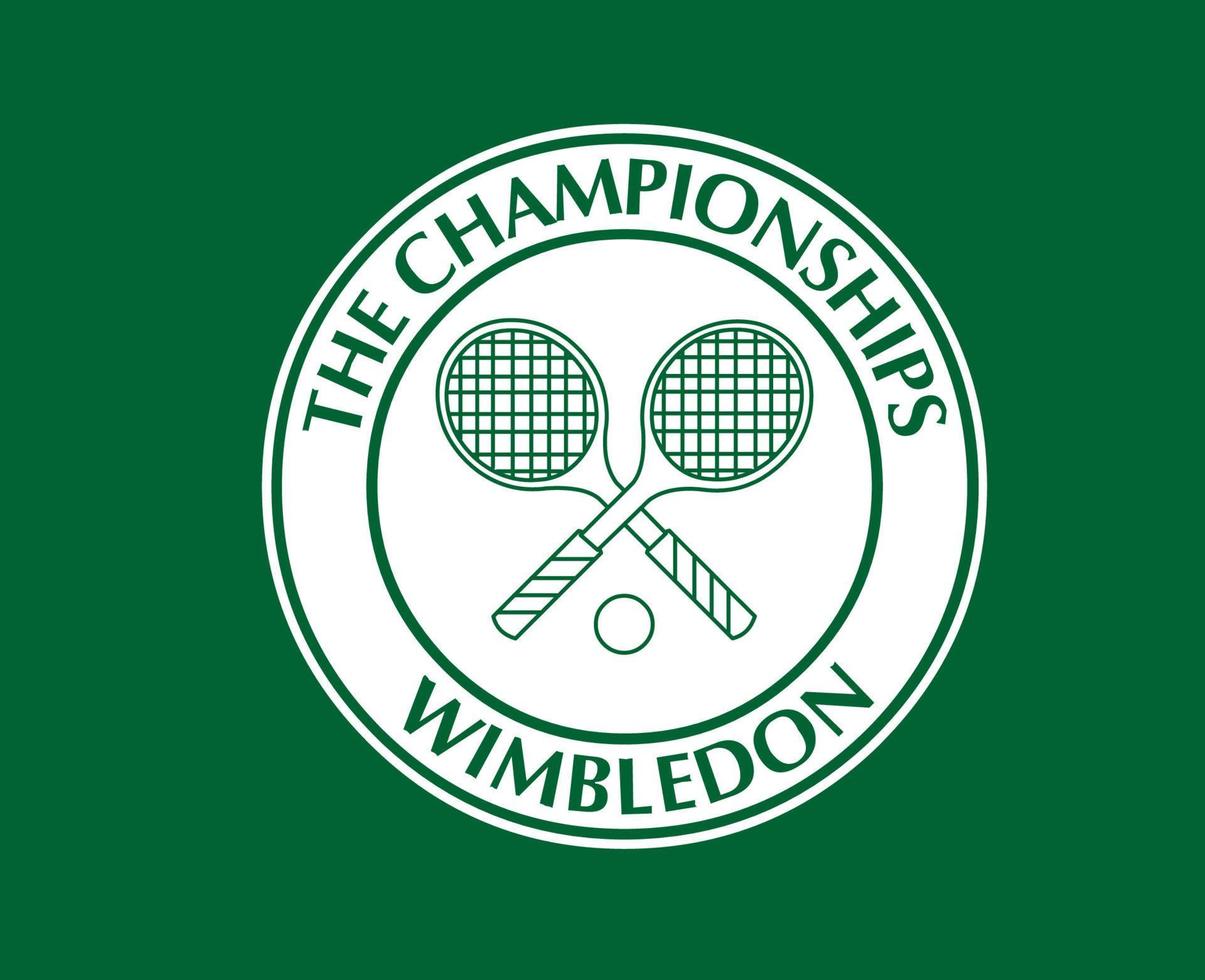 Wimbledon le championnats blanc symbole logo tournoi ouvert tennis conception vecteur abstrait illustration avec vert Contexte