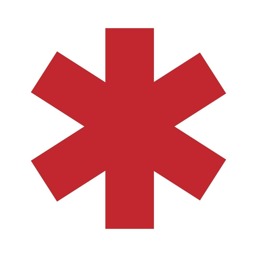 icône de signe médical étoile de la vie. pictogramme de style glyphe étoile ambulance hôpital vecteur