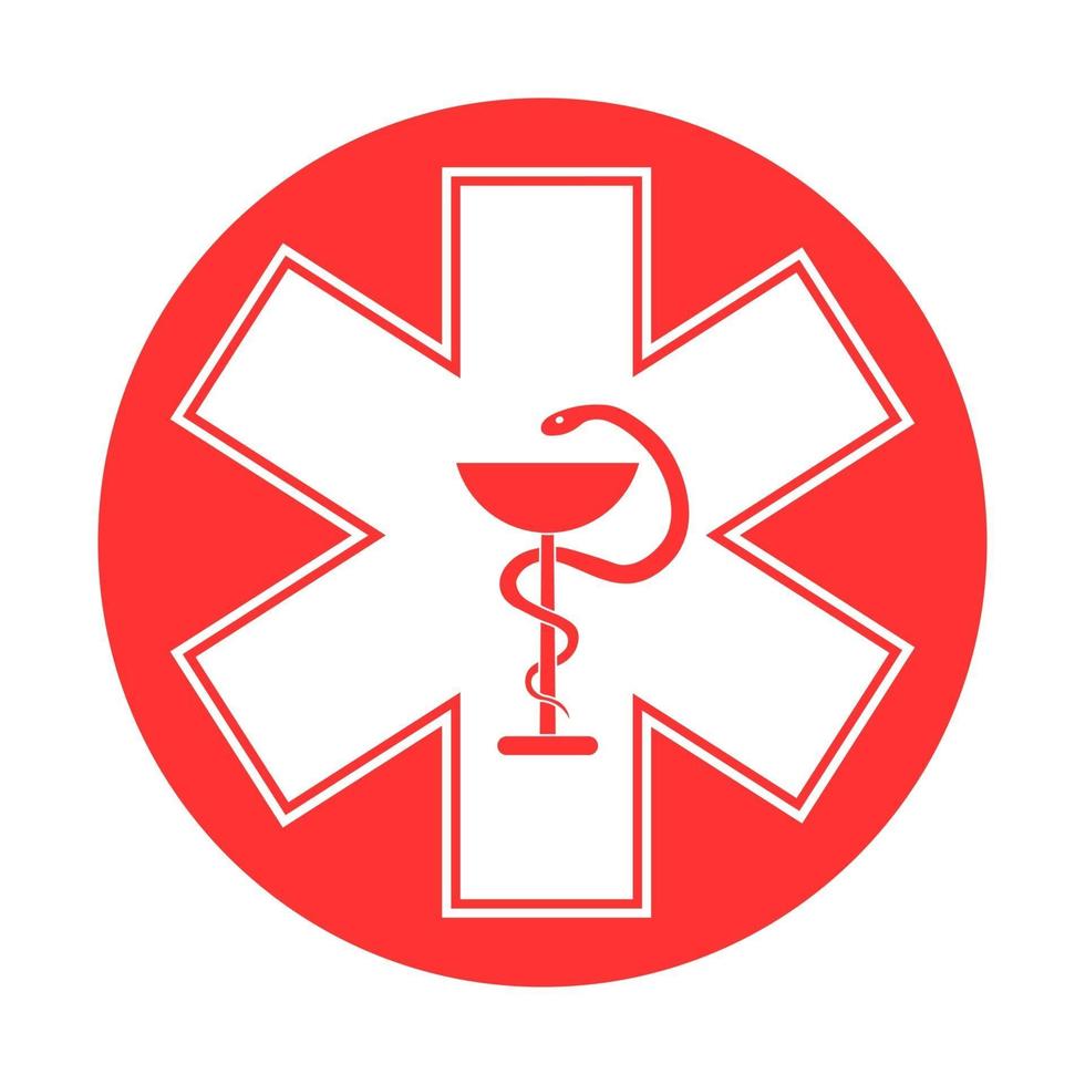 icône de signe médical étoile de la vie. pictogramme de style glyphe étoile ambulance hôpital vecteur