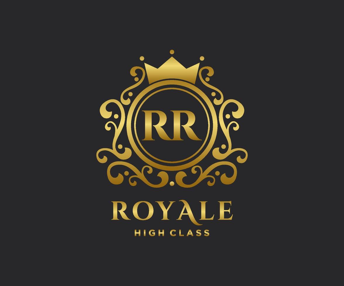 d'or lettre rr modèle logo luxe or lettre avec couronne. monogramme alphabet . magnifique Royal initiales lettre. vecteur