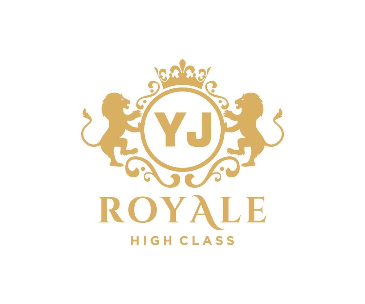 d'or lettre yj modèle logo luxe or lettre avec couronne. monogramme alphabet . magnifique Royal initiales lettre. vecteur