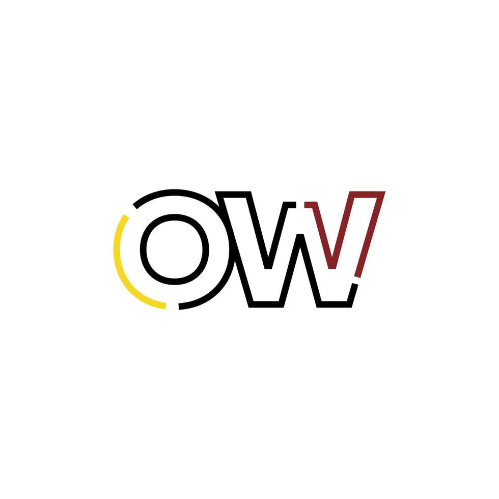 abstrait lettre ow logo conception avec ligne lien pour La technologie et numérique affaires entreprise. vecteur