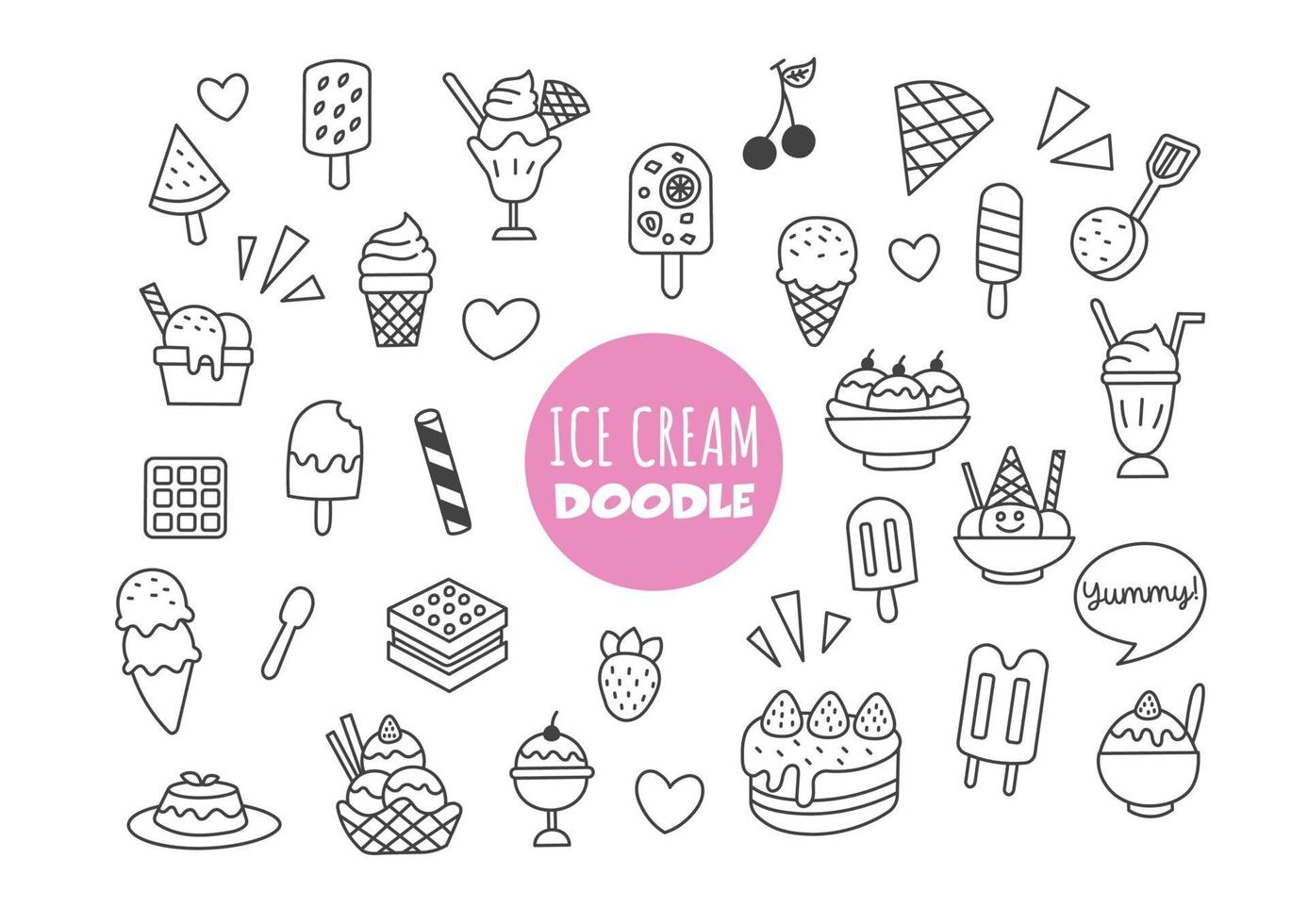 crème glacée kawaii doodle vecteur