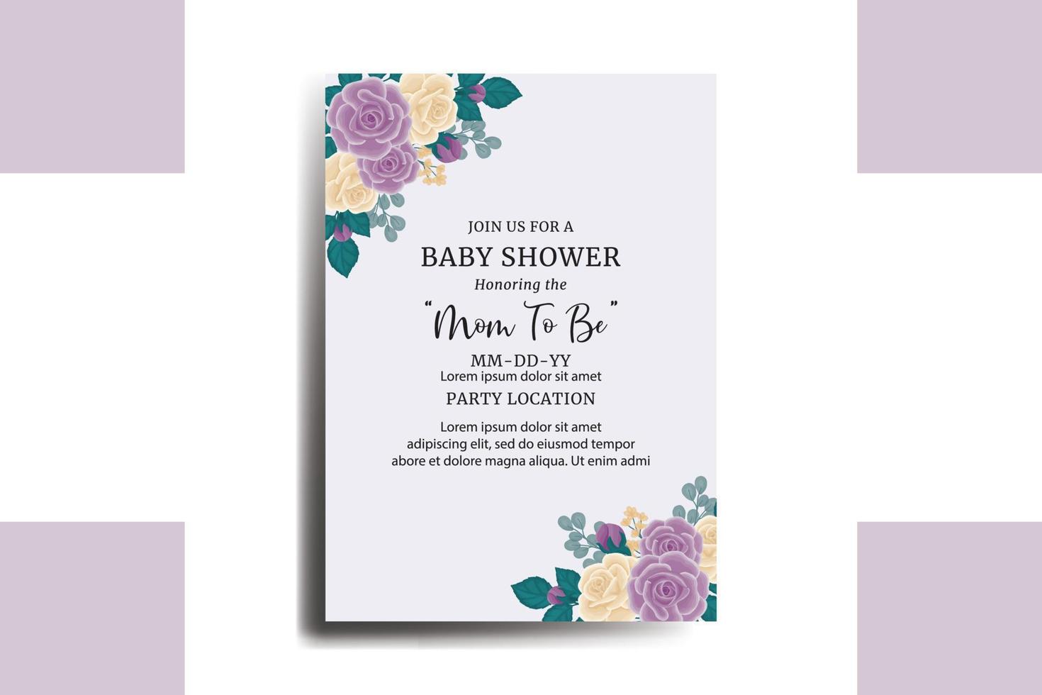 bébé douche salutation carte Rose fleur conception modèle vecteur