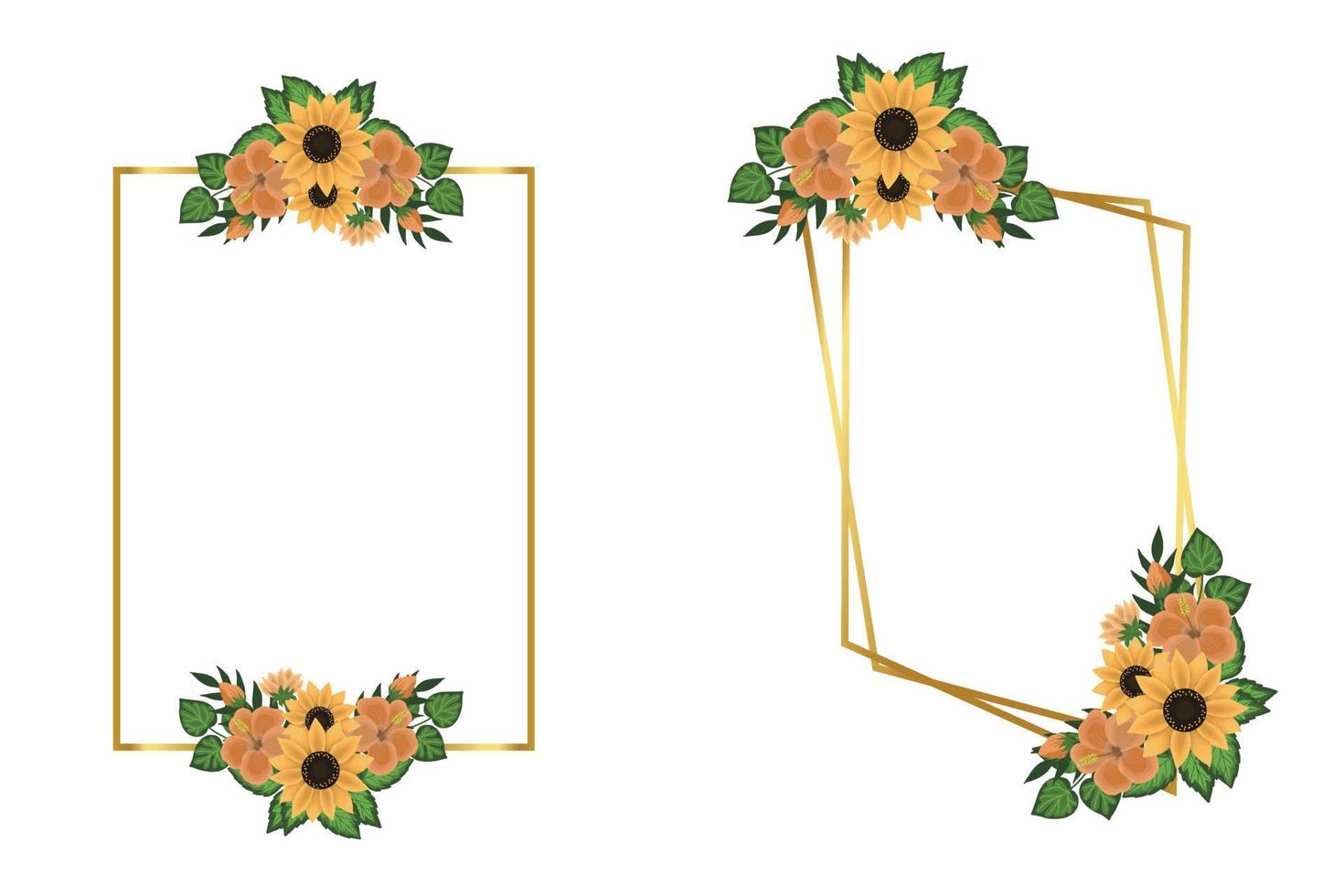 floral Cadre tournesol conception modèle, numérique aquarelle main tiré vecteur