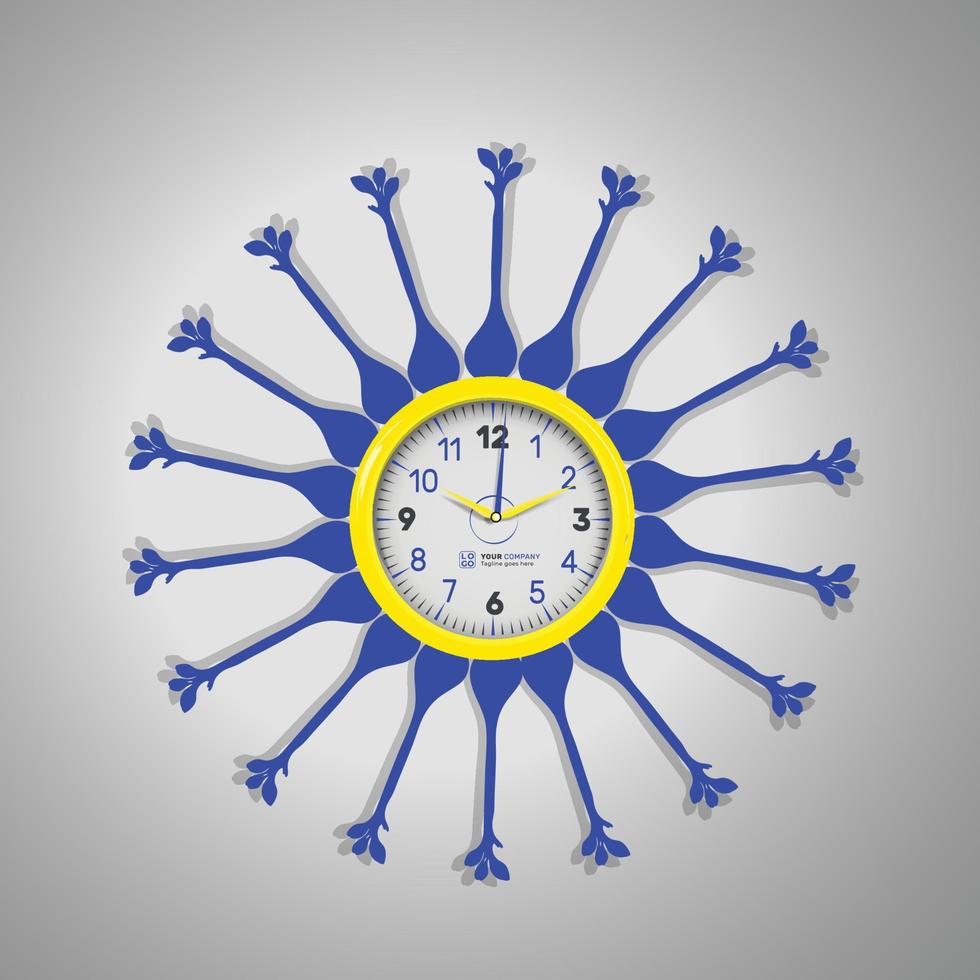 réaliste Accueil décoration l'horloge mur horloge, rond montres avec temps flèches et l'horloge visage avec styliste retour conception l'horloge vecteur