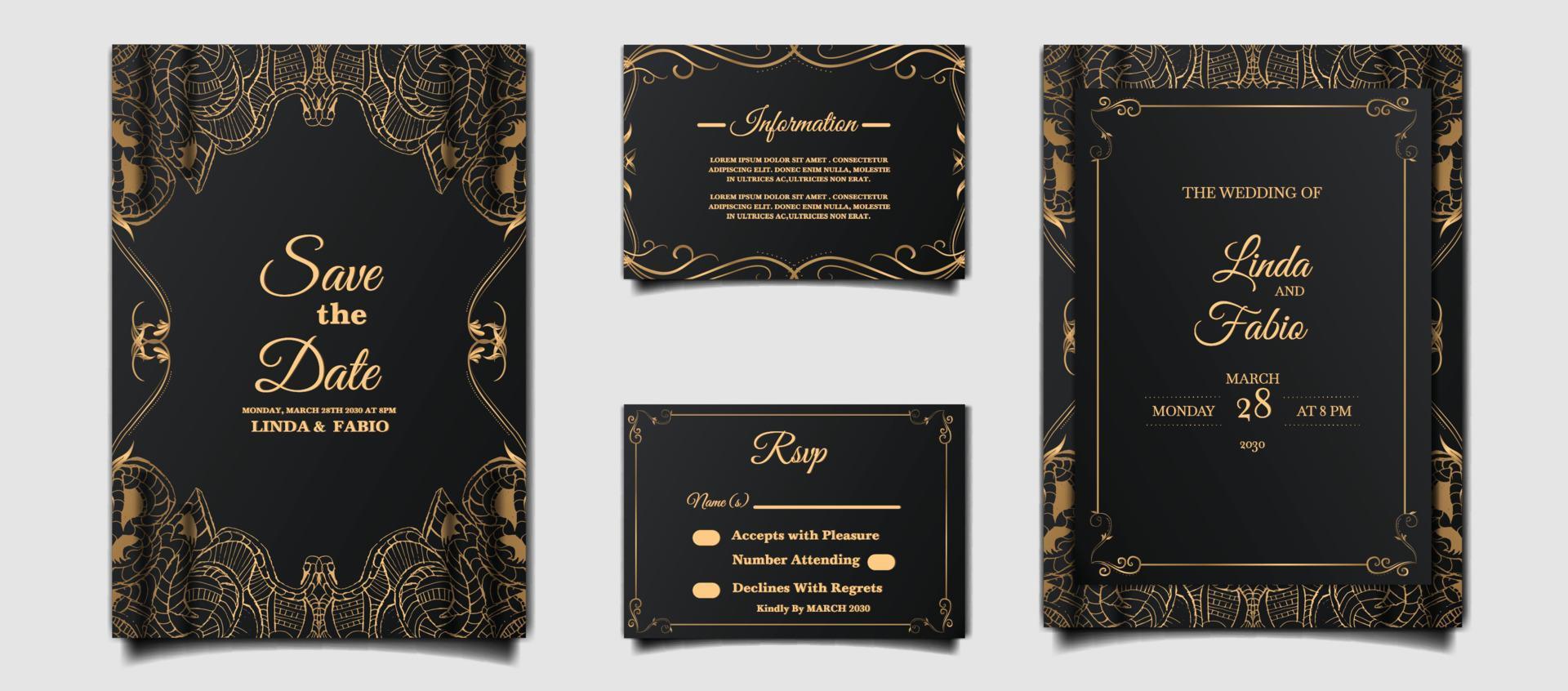 luxe mariage invitation cartes ensemble vecteur