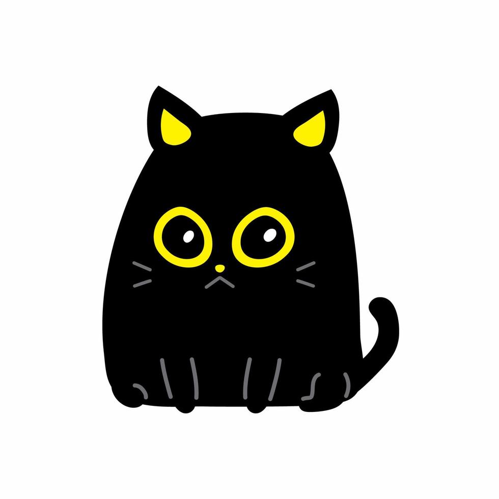 vecteur illustration dessin animé mignonne personnage noir chat