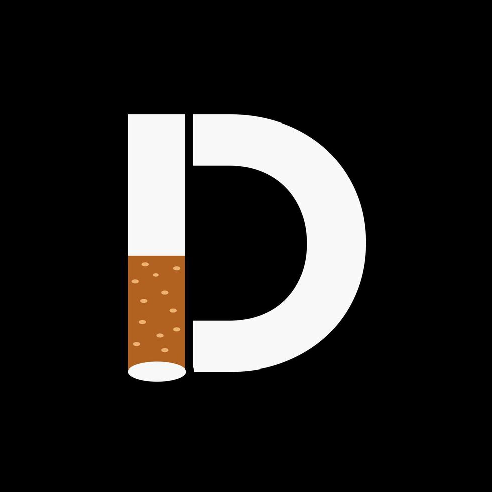 lettre ré fumée logo concept avec cigarette icône. le tabac logo vecteur