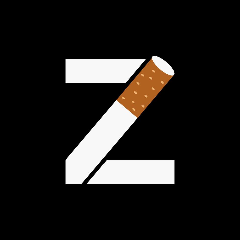 lettre z fumée logo concept avec cigarette icône. le tabac logo vecteur