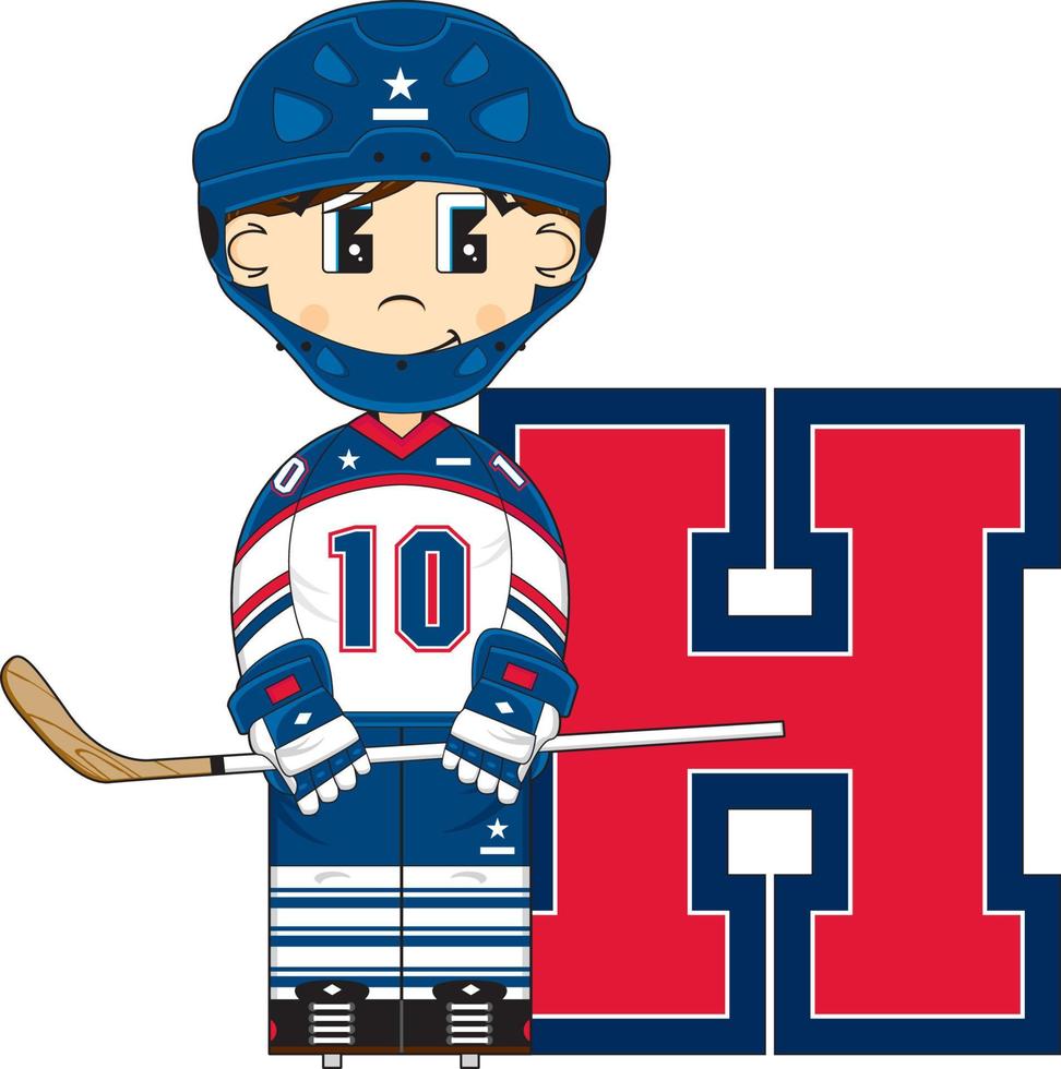 h est pour le hockey alphabet apprentissage sport et loisir illustration vecteur