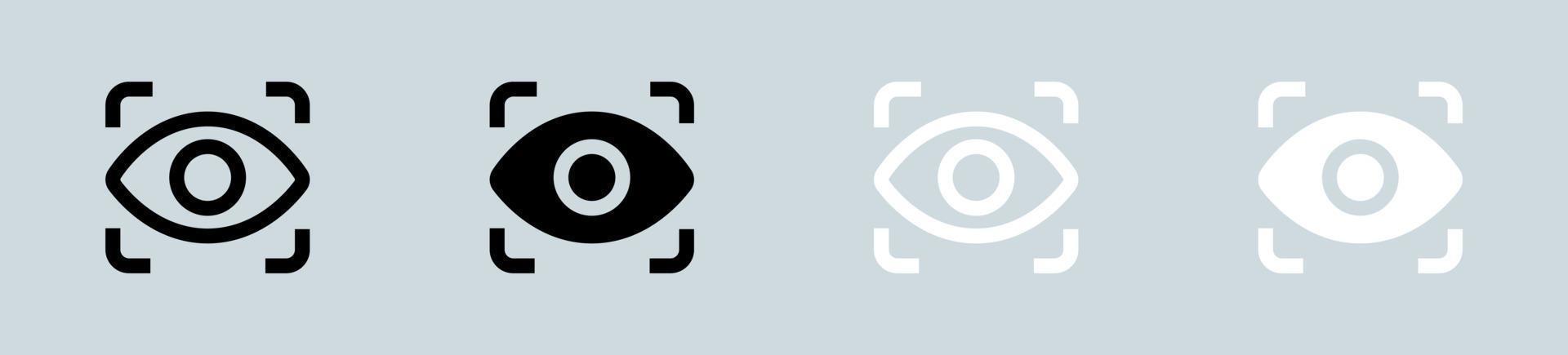 vue icône ensemble dans noir et blanche. œil panneaux vecteur illustration.