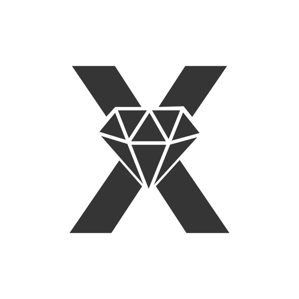 lettre X diamant logo conception. bijoux logo avec diamant icône vecteur modèle