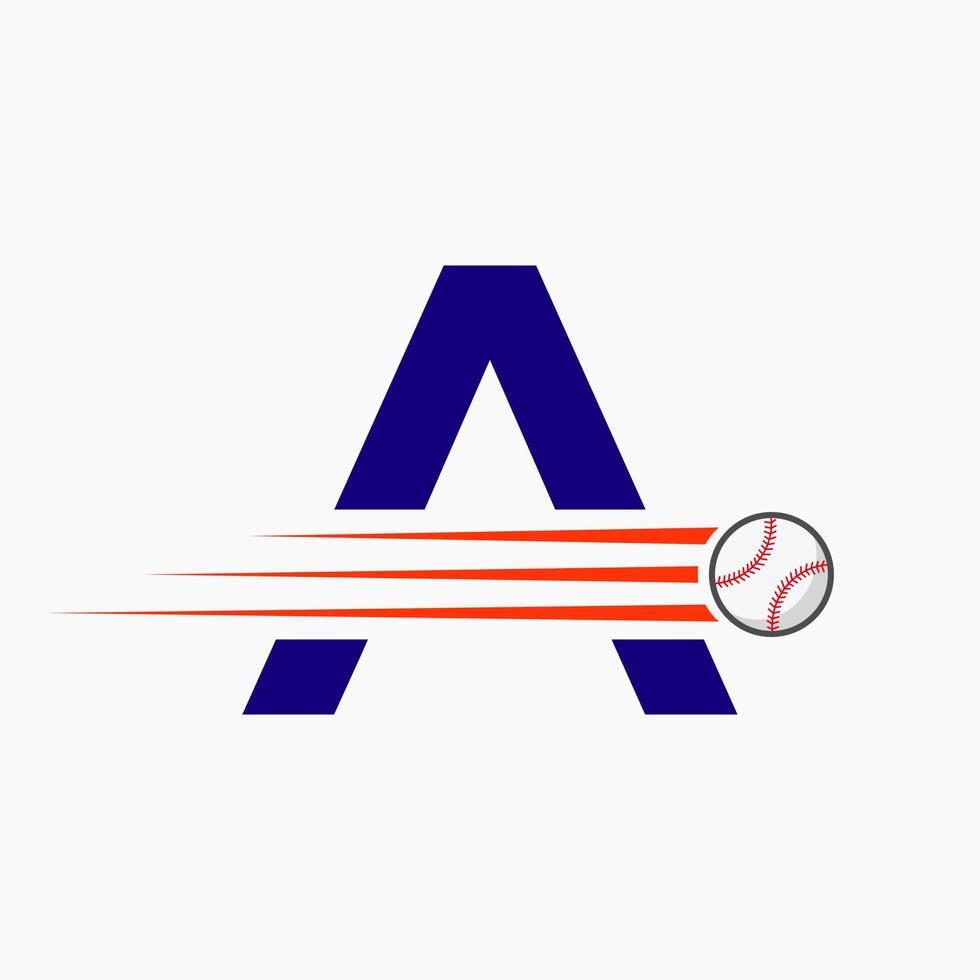 initiale lettre une base-ball logo avec en mouvement base-ball icône vecteur