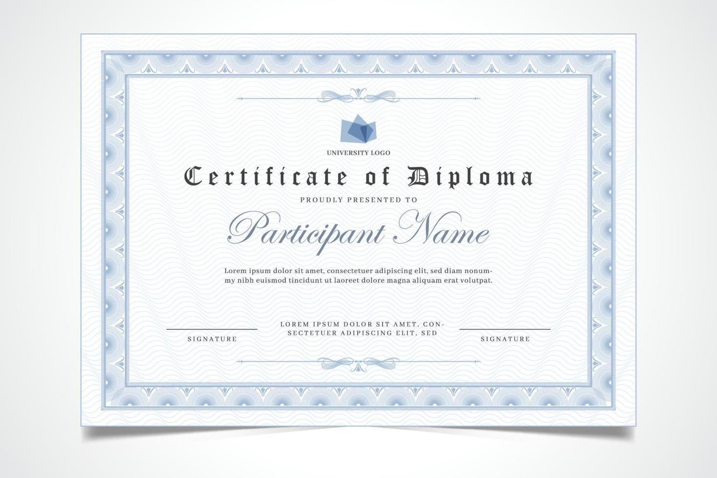 diplôme certificat pour éducation et l'obtention du diplôme modèle vecteur