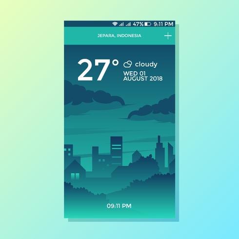 Cloudy Weather App vecteur d'écran