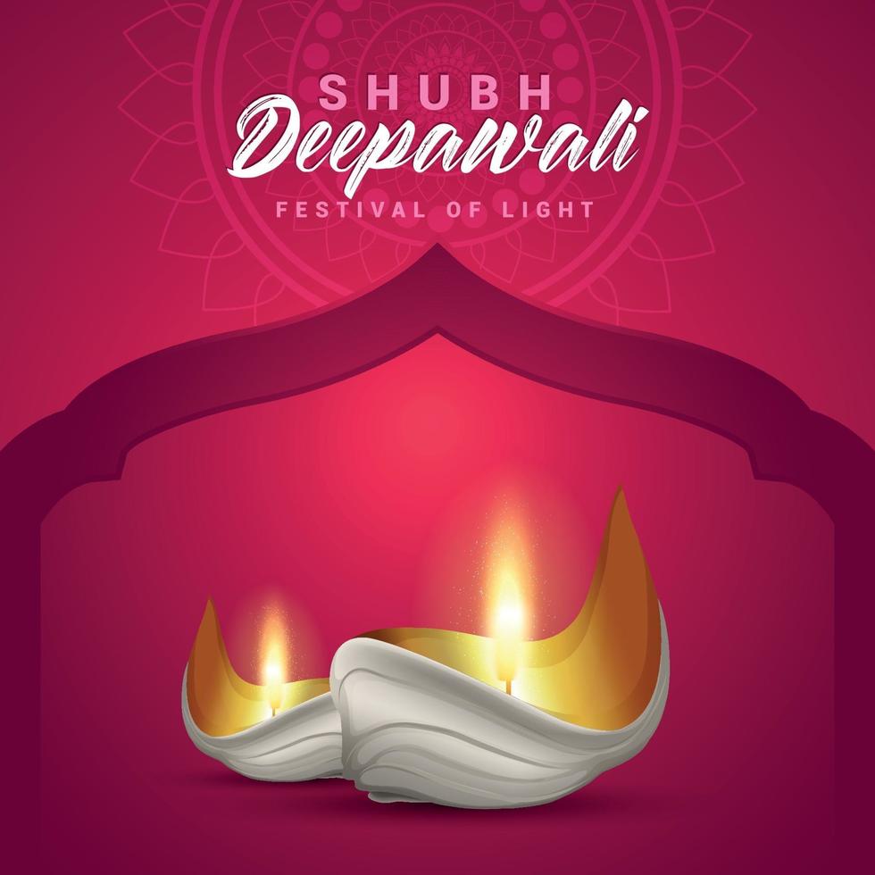 festival de lumière shubh deepawali avec diya créatif vecteur
