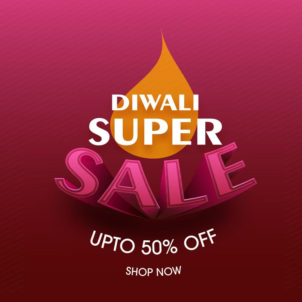 diwali super vente affiche conception dans foncé rose et rouge couleur. vecteur