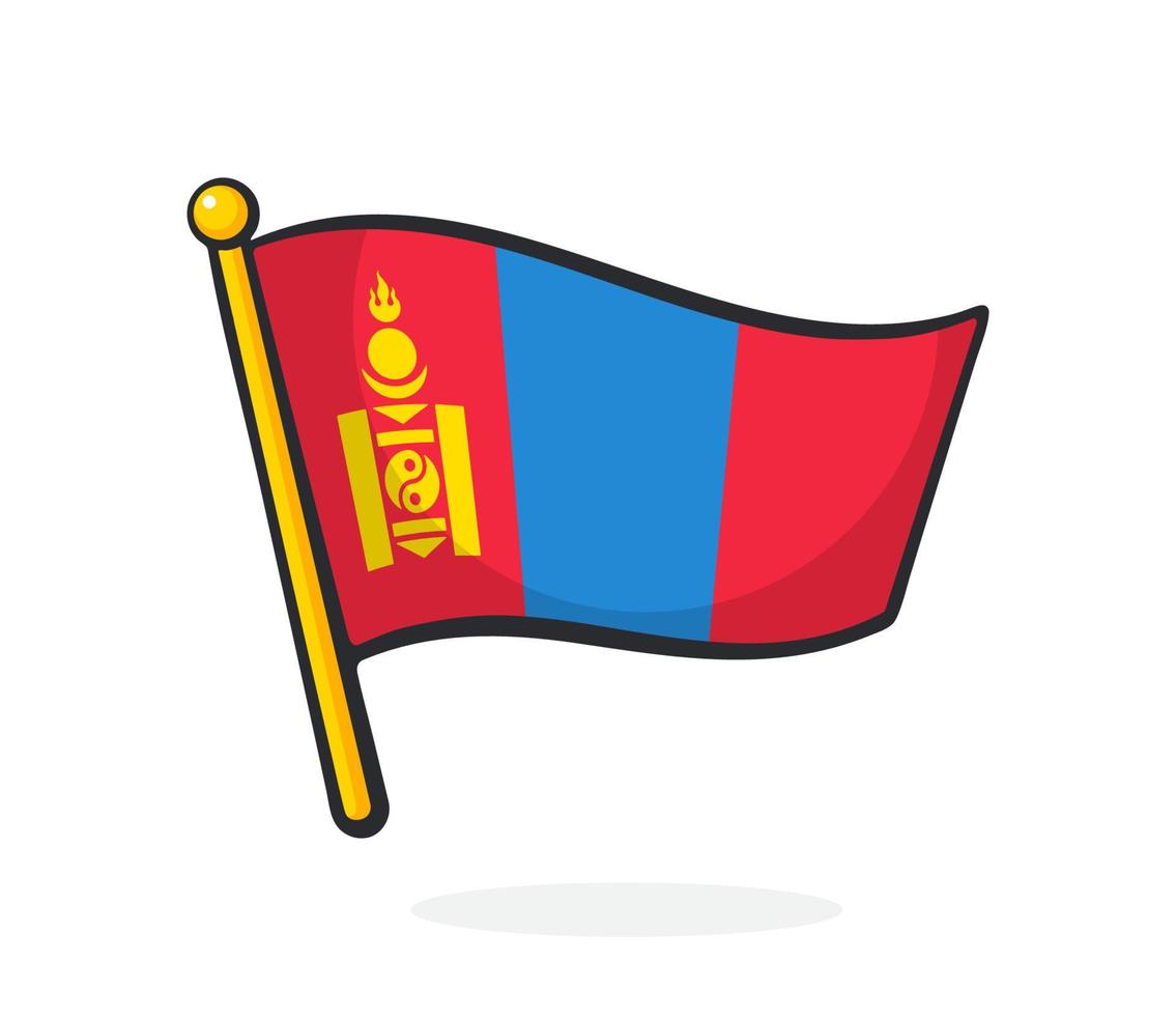 dessin animé illustration de drapeau de Mongolie sur drapeau vecteur