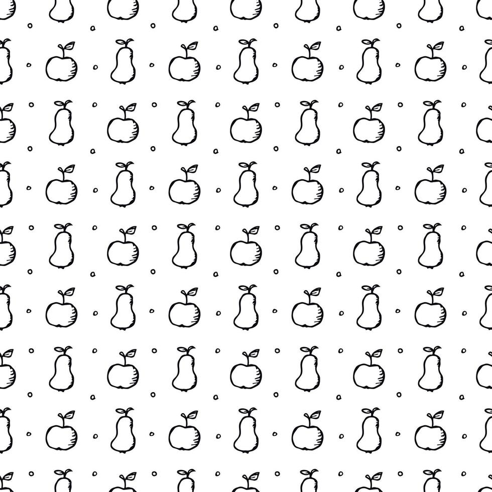 motif de fruits sans soudure. fond de doodle avec des icônes de fruits. fond de fruits vecteur