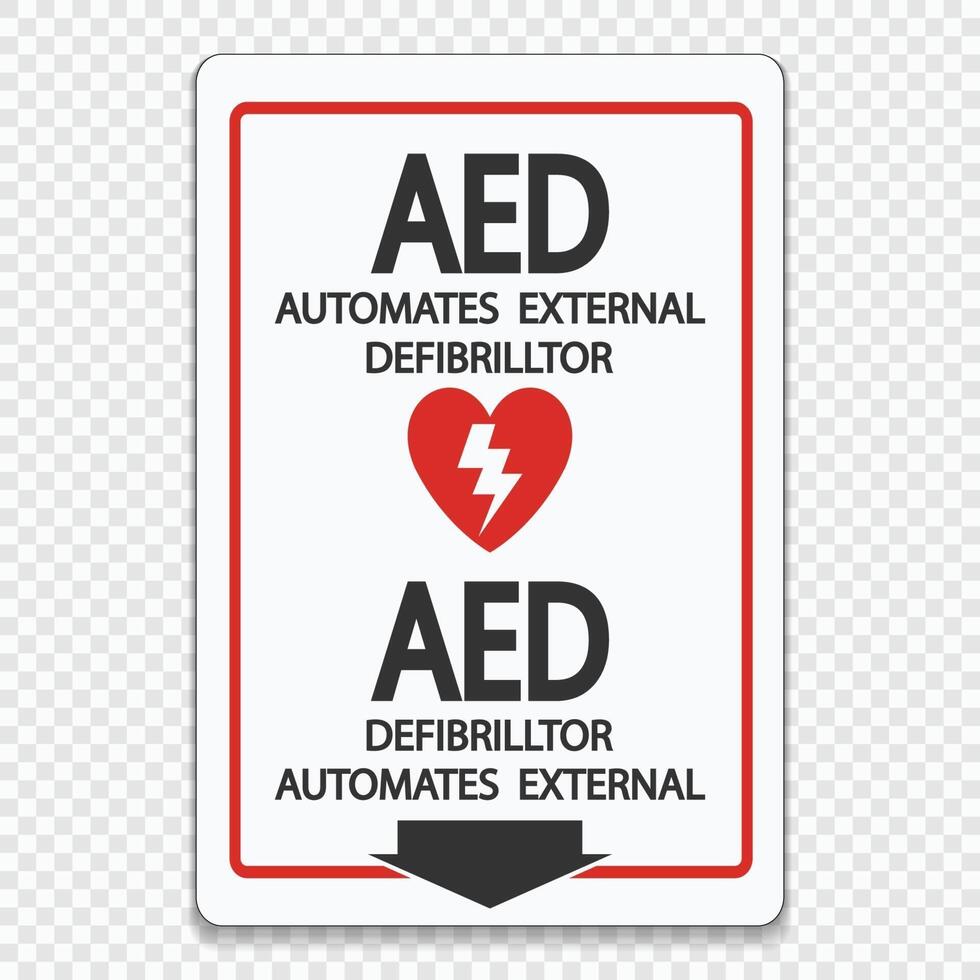 étiquette de signe symbole aed sur fond transparent vecteur