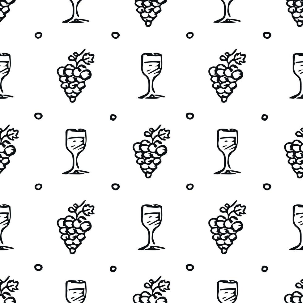 modèle de vin sans soudure. illustration vectorielle doodle avec vin et raisin. modèle avec du vin vecteur