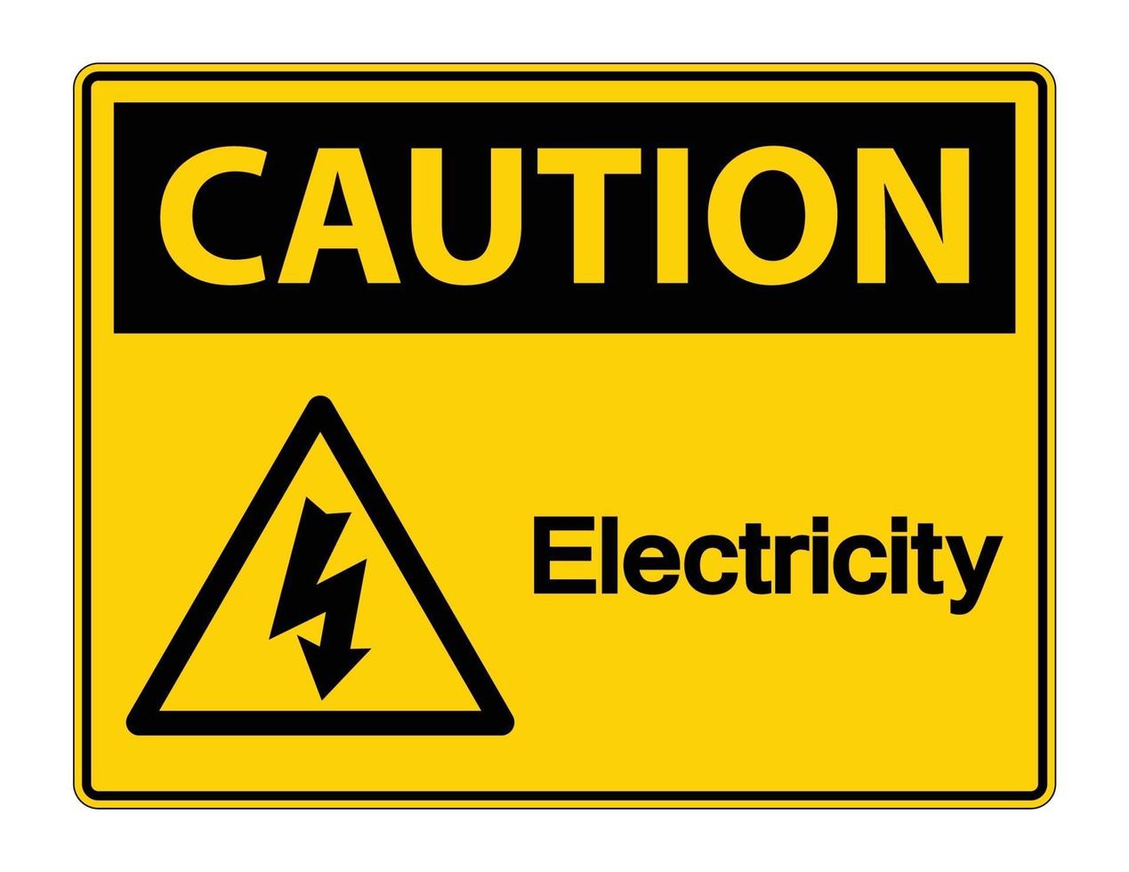 Attention symbole de l'électricité signe sur fond blanc vecteur
