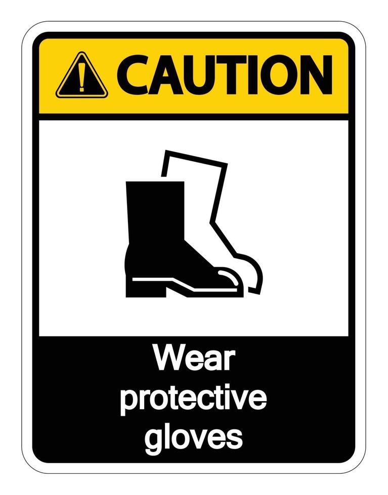 Attention porter des chaussures de protection signe sur fond transparent vecteur