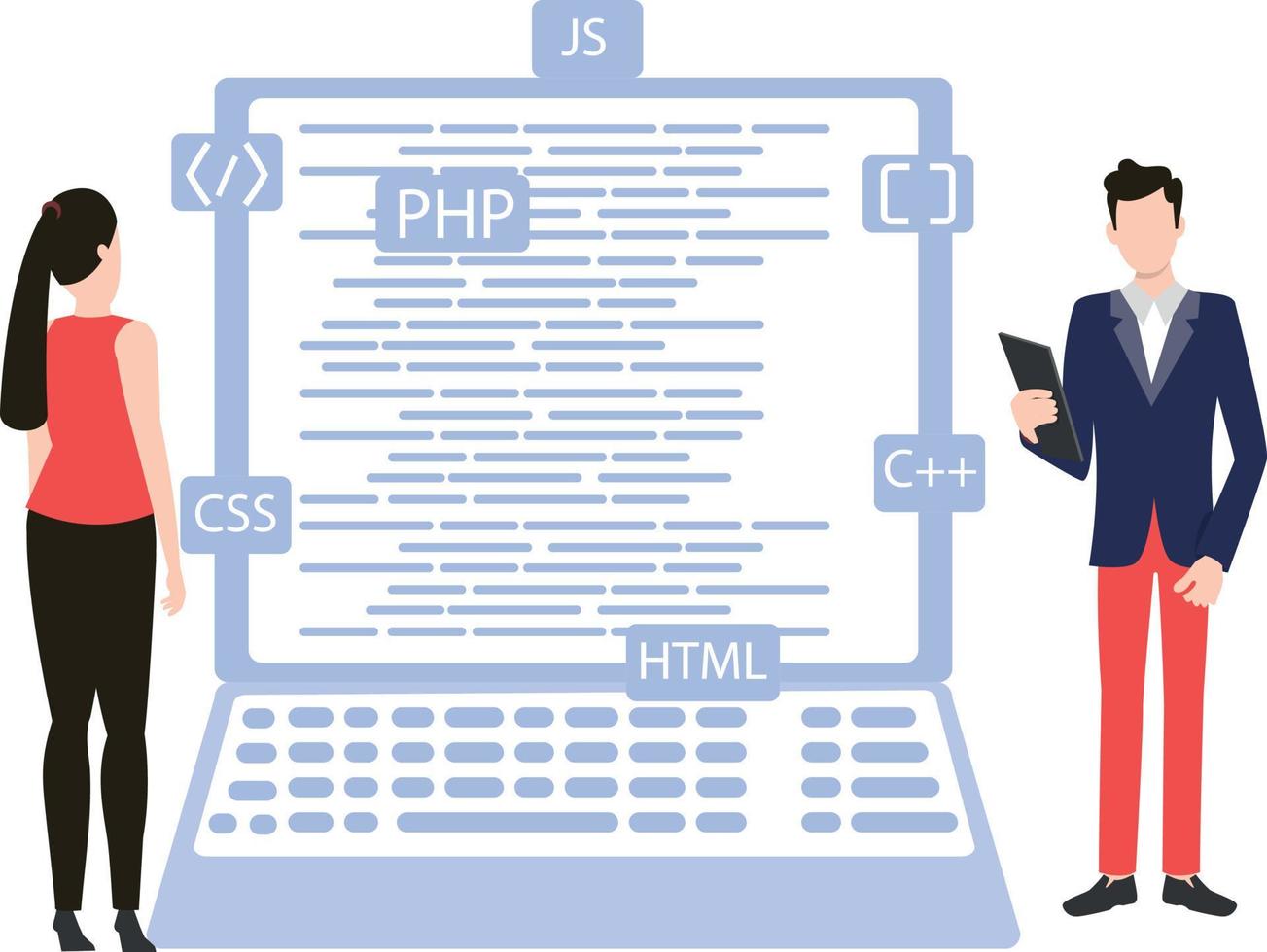 garçon et fille travail sur site Internet codage. vecteur