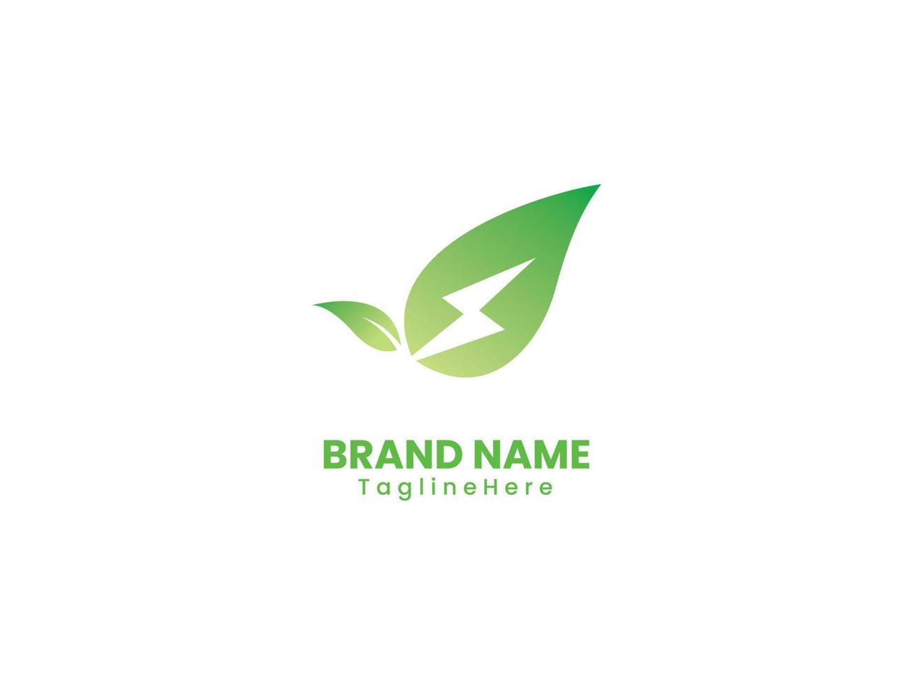 feuille logo avec foudre logo dans vert couleur. adapté pour la nature La technologie ou énergie économie entreprise vecteur