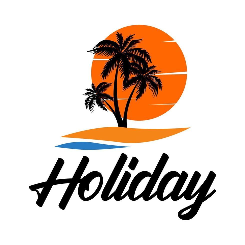 plage logo, vacances logo, plat conception vecteur