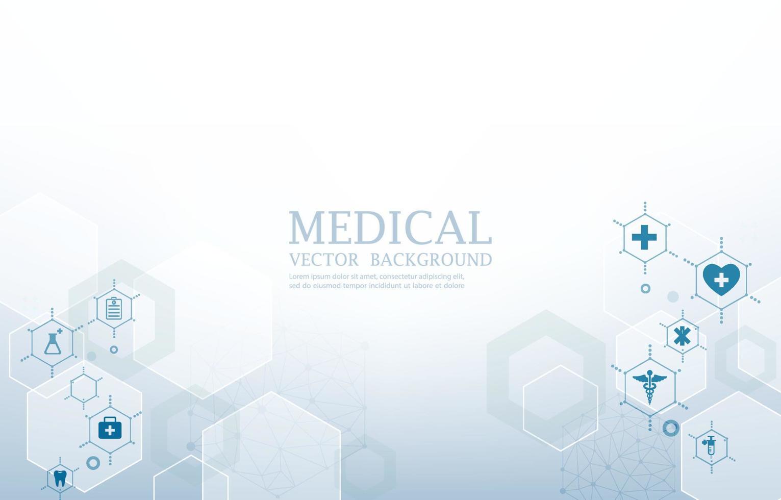vecteur blanc médical arrière-plan.géométrique hexagones forme.futuriste.médical Icônes.