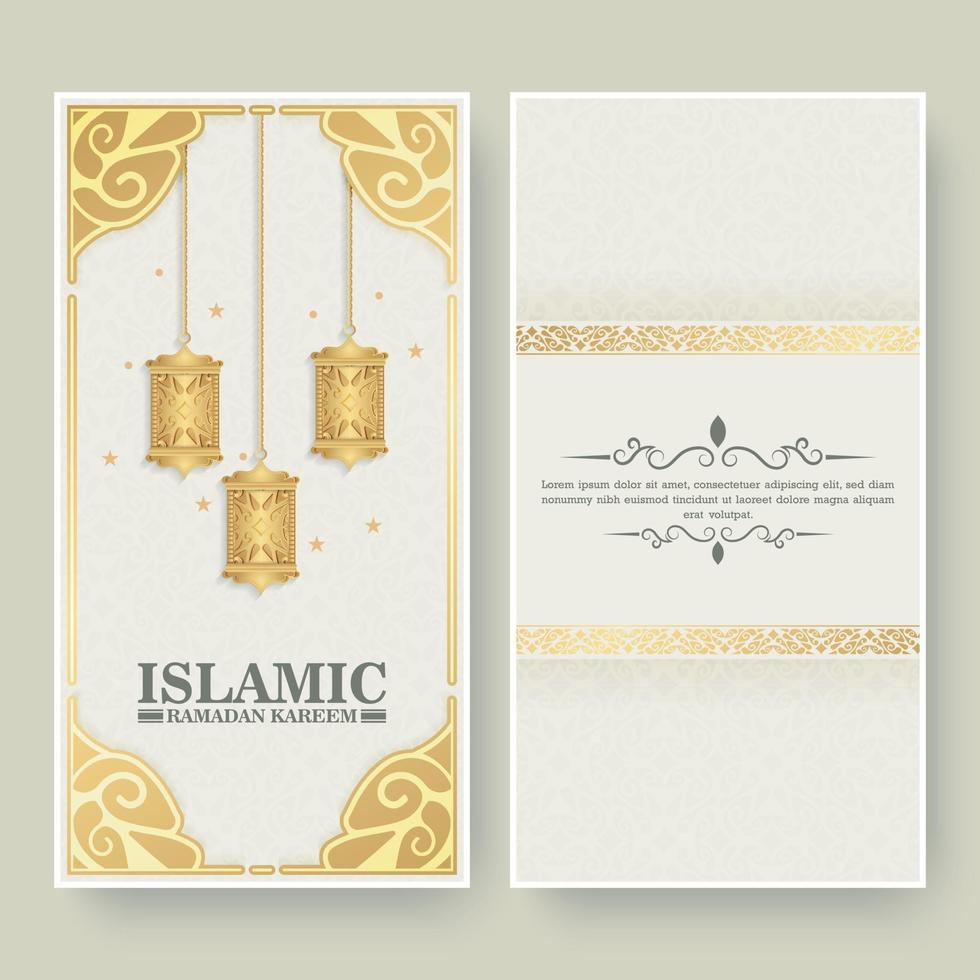 carte de voeux verticale ramadan kareem islamique de luxe vecteur