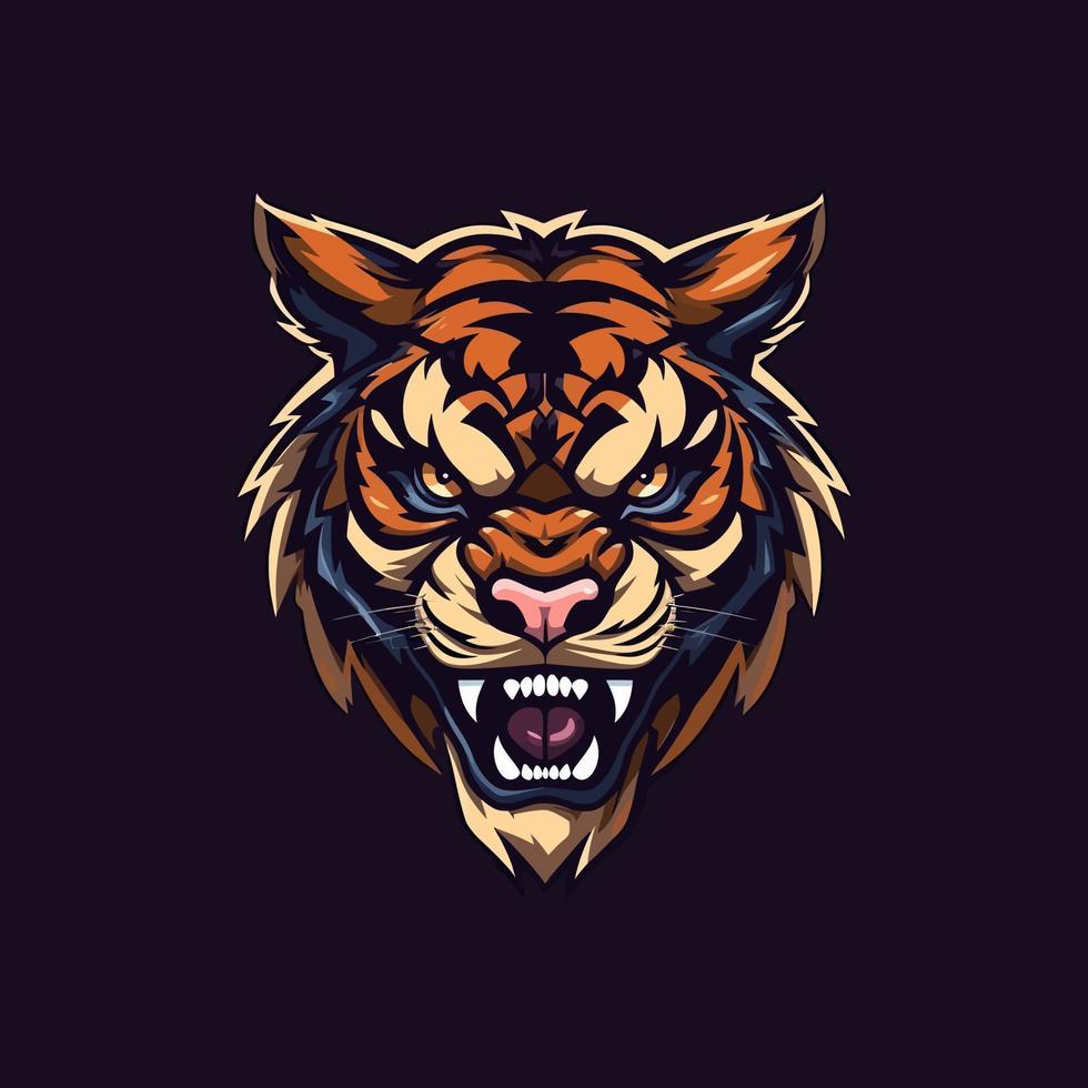 une logo de une en colère tigre diriger, conçu dans esports illustration style vecteur